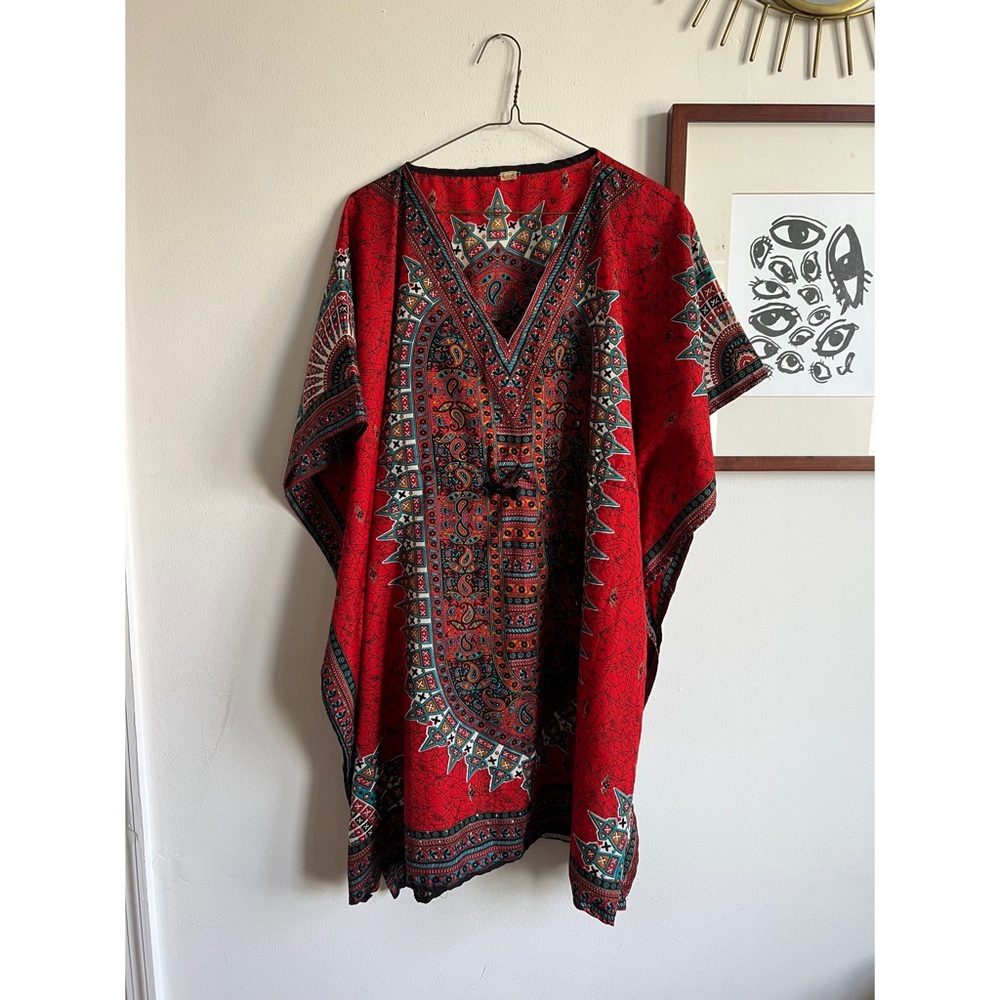 Red mini kaftan dress